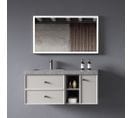 Meuble De Salle De Bain + Vasque + Miroir – Gris Delhi – 120 Cm