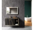 Meuble De Salle De Bain + Vasque + Miroir – Noir Pondichéry – 90 Cm