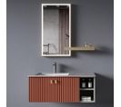 Meuble De Salle De Bain + Vasque + Miroir – Orange Bombay – 100 Cm