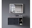 Meuble De Salle De Bain + Vasque + Miroir – Bleu Delhi – 100 Cm