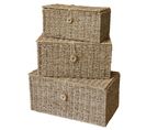 Lot de 3 paniers en jonc de mer 32x17x15cm 38x22x18,5cm 44x27x21cm