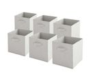 Lot de 6 paniers pliables en tissu gris 27x27x27cm