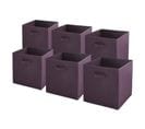 Lot de 6 paniers pliables en tissu violet 31x31x31cm