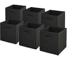 Lot de 6 paniers pliables en tissu noir 31x31x31cm