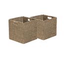 Lot de 2 paniers de rangement pliables en jonc de mer 31x31x31cm