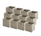 Lot de 12 paniers pliables en tissu taupe 27x27x27cm