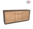 Buffet 3 Portes 198 Cm, En Merisier Massif Fumé