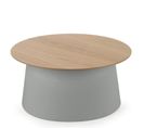 Table Basse Ronde Grise Avec Plateau Plaqué Bois 69 Cm Lazy