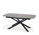 Table De Salle à Manger Extensible Avec Plateau En Verre Gris Foncé Et Pied Central Design En Acier