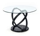 Table De Salle à Manger Ronde Avec Plateau En Verre Et Pied Design En Acier Noir Illusion