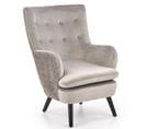 Fauteuil En Velours Gris Avec Dossier Haut Capitonné Coventry