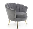 Fauteuil Coquillage En Velours Gris Avec Pieds Dorés Caprica