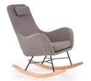 Rocking Chair Style Scandinave Avec Tissu Gris Et Pieds En Métal Et Bois Massif Utopia