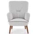 Fauteuil Design Confort Bois Et Tissu Gris Achille