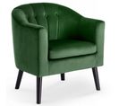 Fauteuil Avec Dossier Arrondi à Boutons En Tissu Vert Foncé Avec Pieds En Bois Peints En Noir Reno