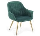 Fauteuil En Tissu Vert Foncé Avec Pieds En Acier Doré Tresor