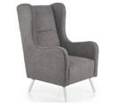 Fauteuil En Tissu Gris Avec Pieds Blancs En Bois Massif Spring