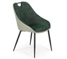 Chaise En Velours Vert Clair Et Vert Foncé Avec Pieds En Acier Noir Extra