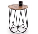 Table D'appoint Ronde Avec Plateau Aspect Noyer Et Piètement Design En Acier Noir Bocage