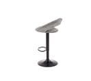 Tabouret De Bar Contemporain En Velours Gris Avec Structure En Métal Noir Bedivere