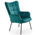 Fauteuil En Velours Vert Foncé Avec Dossier Matelassé Et Pieds Noirs En Acier Gipsy