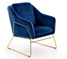 Fauteuil En Velours Bleu Avec Structure Design En Métal Doré Jazzy