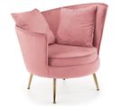 Fauteuil Contemporain En Velours Rose Avec Pieds Dorés En Métal Aedan