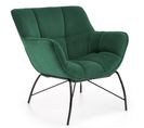 Fauteuil Contemporain En Velours Vert Avec Pieds Design En Métal Noir Briac