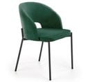 Chaise Contemporaine En Velours Vert Avec Pieds En Métal Noir Fergie