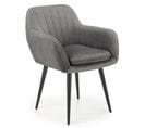 Chaise En Velours Gris Avec Coussin D'assise Et Pieds En Métal Noir Amy