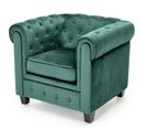 Fauteuil Capitonné En Velours Vert Avec Pieds Noirs En Bois Muriel