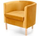 Fauteuil Lounge En Velours Jaune Avec Pieds En Bois Massif Kelen