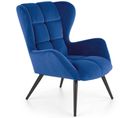 Fauteuil Contemporain En Velours Bleu Glasgow