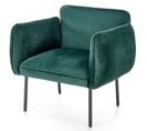 Fauteuil Contemporain En Velours Vert Avec Pieds En Métal Noir Ivona