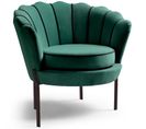 Fauteuil Coquillage En Velours Vert Avec Pieds Noirs En Métal Hoel