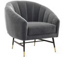 Fauteuil Cabriolet Contemporain En Velours Gris Soaz