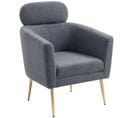 Fauteuil Contemporain Gris Avec Pieds En Métal Doré Yanna