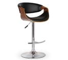 Tabouret De Bar Aspect Noyer Et Éco-cuir Noir Ajustable En Hauteur Mimas