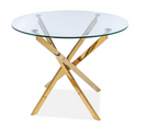 Table Design Ronde Verre Et Métal Doré 90 Cm Weba