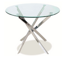 Table Design Ronde Verre Et Métal Chrome 90 Cm Weba