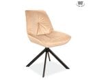 Chaise Pivotante Velours Beige Métal Noir Zolo