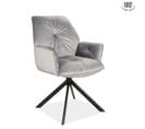 Chaise Pivotante En Velours Gris Et Pieds Métal Noir Zolo