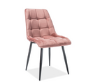 Chaise Design Velours Rose Et Pieds Noirs Harriet