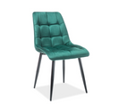 Chaise Design Velours Vert Et Pieds Noirs Harriet