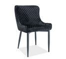 Chaise Design Velours Capitonné Noir Bastia