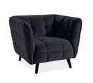 Fauteuil Capitonné Carré Velours Noir Compi