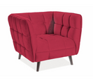 Fauteuil Design Carré Velours Bordeaux Capitonné Compi