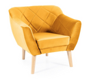 Fauteuil Design Velours Jaune et Hêtre Blink