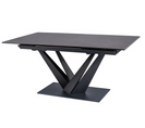 Table Extensible Métal Verre Et Céramique Noir 160cm Rizo