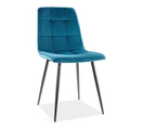 Chaise Design Métal Noir et Velours Turquoise Frigg